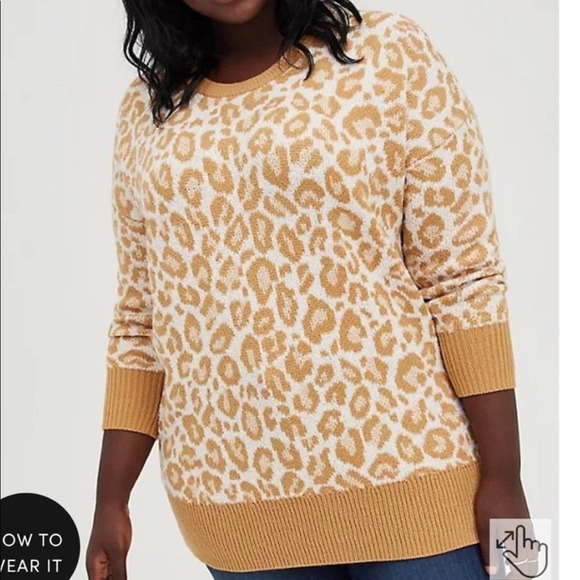 torrid Sweaters - TORRID DROP SHOULDER SWEATER - POPCORN LEOPARD SIZE 4X NWT